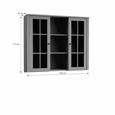KONDELA Nástavec na komodu W2D, vitrína, šedá, Provance
