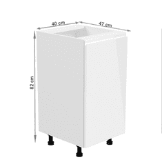 KONDELA Spodní skříňka, bílá / bílá extra vysoký lesk, pravá, AURORA D40