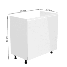 KONDELA Dřezová skříňka, bílá / bílá extra vysoký lesk, AURORA D80Z