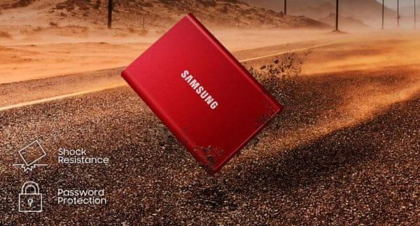 Externí pevný disk Samsung T7 SSD 2TB, heslo, nárazuvzdorný