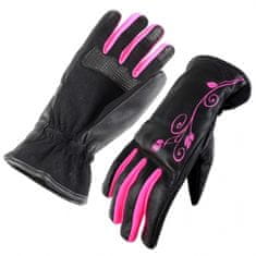 Cappa Racing Rukavice moto LADY kůže/textil dlouhé černá/růžová M