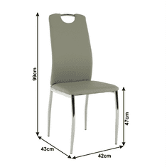 KONDELA Jídelní židle, ekokůže šedá / chrom, ERVINA