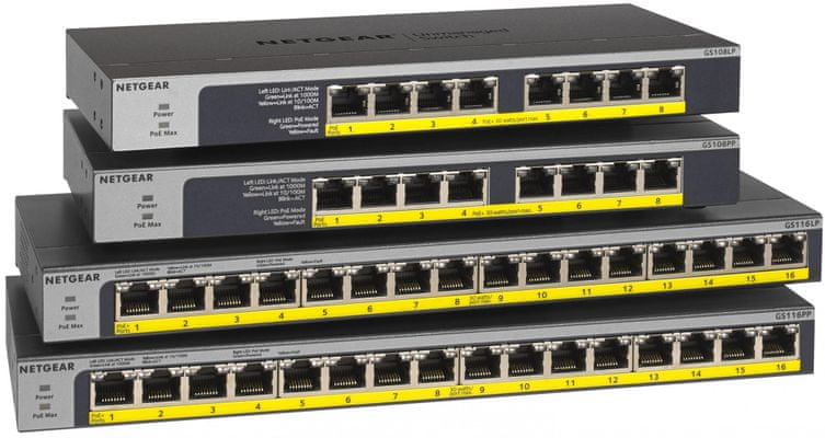 Switch Netgear GS116 (GS116GE) vysoká rychlost 16 portů