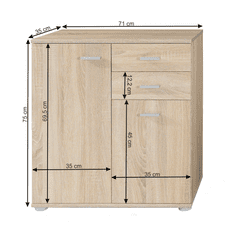 KONDELA Komoda, dub sonoma, TAMPA 2-2T2S