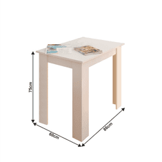 BPS-koupelny Jídelní stůl, bílá, 86x60 cm, TARINIO