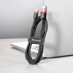 BASEUS Cafule kabel USB / USB-C QC 3.0 2A 3m, černý/červený