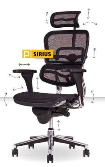 Office Pro SIRIUS - KANCELÁŘSKÉ KŘESLO - čalouněný sedák - opěrák síť