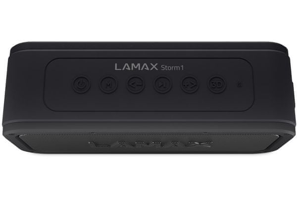 výkonný prenosný Bluetooth reproduktor lamax storm1 výkon 40W znelý zvuk IP67 ochrana voči vode vodoodolný výdrž 15 h nfc priestorový zvuk hall super bass usb-c slot microSD káblové pripojenie dosah 15 m