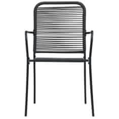 Vidaxl Zahradní židle 2 ks bavlněné provázky a ocel černé