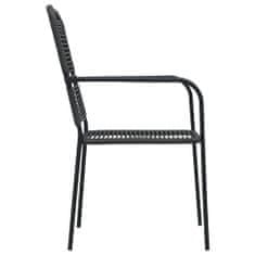 Vidaxl Zahradní židle 2 ks bavlněné provázky a ocel černé