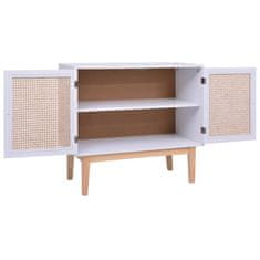 Greatstore Příborník bílý 88,5 x 40 x 80 cm MDF a ratan