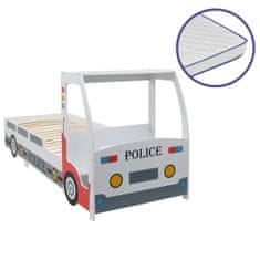 Greatstore Dětská postel policejní auto+matrace z paměťové pěny 90x200 cm