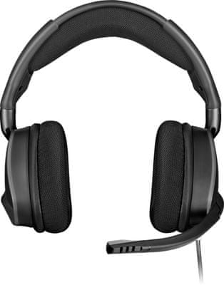 Slúchadlá Corsair Void Elite Stereo Carbon (CA-9011208-EU, 50 mm meniče, headset, kovová konštrukcia, priedušná tkanina, drôtové, pamäťová pena, komfort