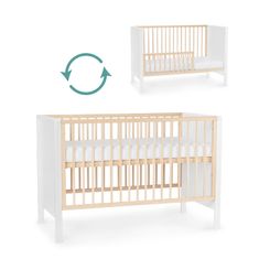 Kinderkraft Baby wooden cot MIA guardrail + mattress white