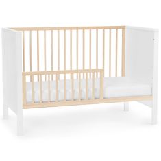 Kinderkraft Baby wooden cot MIA guardrail + mattress white