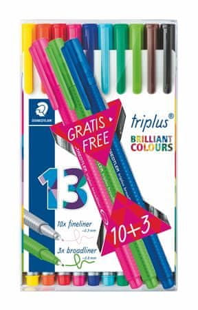 Staedtler Liner "Triplus 334 Box" set 10+3, různé barvy, 0,3mm 334 TB13