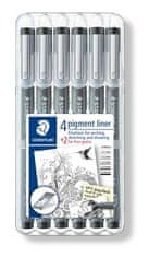 Staedtler Linery "Pigment Liner", černá, sada 6ks 308 SB6P