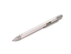 Troika Multifunkční kuličkové pero "Construction", stříbrná, s pravítkem, vodováhou a stylusem