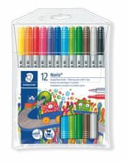 Staedtler Fixy "Noris Club 320", 12 barev, sada, 1-3 mm, oboustranné, vypratelné 320 NWP12