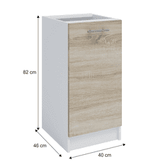 KONDELA Dolní skříňka, dub sonoma/bílá, pravá, FABIANA S - 40