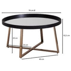 Bruxxi Konferenční stolek Jerry, 78 cm, černá / zlatá