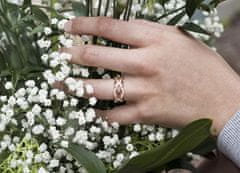 Beneto Růžově pozlacený stříbrný prsten se zirkony AGG333 (Obvod 60 mm)