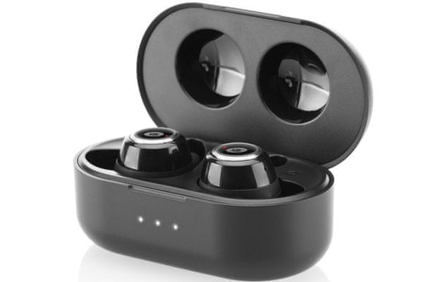 moderní tws true wireless stereo sluchátka gogen tws mate moderní design lipol baterie 6h výdrž nabíjecí box 18 h Bluetooth 5.0 výrazné výšky detailní středy silné basy a2dp avrcp mikrofon pro handsfree pohodlná lehká usbc nabíjecí kabel háček pro lepší fixaci v uchu