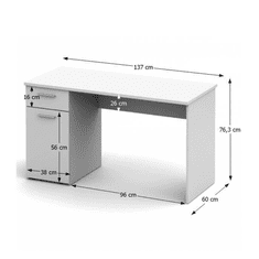 BPS-koupelny PC stůl, bílá, EGON