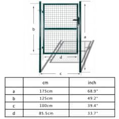 Vidaxl Zahradní branka z pletiva 85,5 x 125 cm / 100 x 175 cm