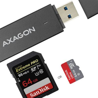 Čtečka paměťových karet Axagon CRE-S2 USB 3.2 čtečka SD/microSD