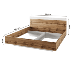 KONDELA Manželská postel, 160x200, dub wotan / bílá, GABRIELA