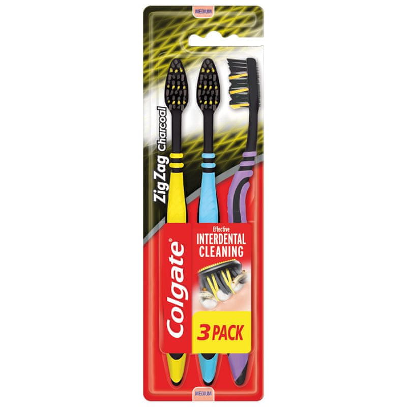 Colgate Zubní kartáček Zig Zag charcoal 3pack