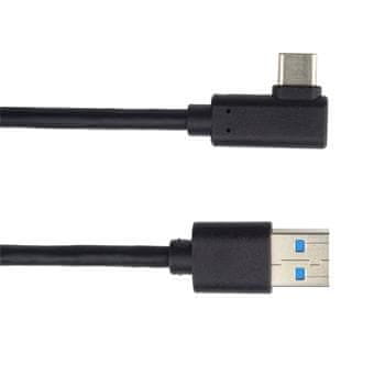 PremiumCord Kabel USB typ C/M zahnutý konektor 90° - USB 3.0 A/M, 2 m ku31cz2bk - použité