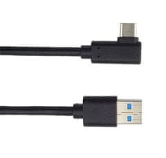 PremiumCord Kabel USB typ C/M zahnutý konektor 90° - USB 3.0 A/M, 1 m ku31cz1bk