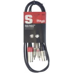 Stagg STC060CMXM, propojovací kabel 2x XLR zástrčka - 2x RCA zástrčka, 60cm