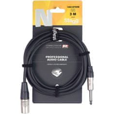 Stagg NAC1PXMR, XLR samec - Jack 6,3 mm samec mono, délka 1 m