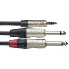 Stagg NYC3/MPS2PR, kabel 2x JACK mono/1x mini JACK stereo, 3m