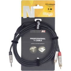 Stagg NYC10/MPS2CMR, kabel 2x RCA/mini JACK, 10m