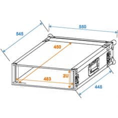 Roadinger Rack Profi 2HE, hloubka 45cm, 9mm