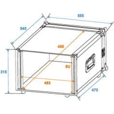 Roadinger Rack Profi 6HE, hloubka 45cm, 9mm