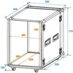 Roadinger Rack Profi 15HE, hloubka 45cm, s kolečky, 9mm