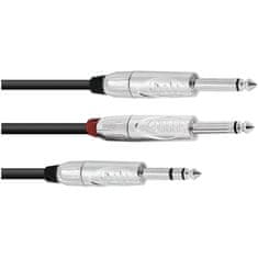 Omnitronic Kabel AK-30 Jack 6,3 stereo - 2x Jack 6,3 mono, 3 m