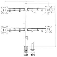 Greatstore 4ramenný stolní držák na monitor 13–23''