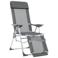 Greatstore Skládací kempingové židle s podnožkami 2 ks šedé textilen