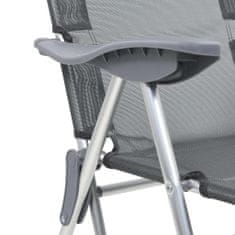 Greatstore Skládací kempingové židle s podnožkami 2 ks šedé textilen
