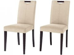 Danish Style Jídelní židle Curt (SET 2 ks), mikrovlákno, krémová / tmavé dřevo