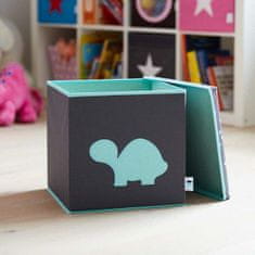 Love It Store It Úložný box na hračky s krytem - šedý, zelená želva