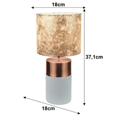 KONDELA Stolní lampa, šedohnědá / růžovozlatá / zlatá vzor, QENNY TYP 18