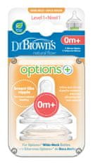 Dr.Brown´s Dudlík na láhve Options+ široké hrdlo 0m+ silikonový 2ks