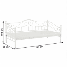 KONDELA Kovová postel, bílá, 90x200, DAINA